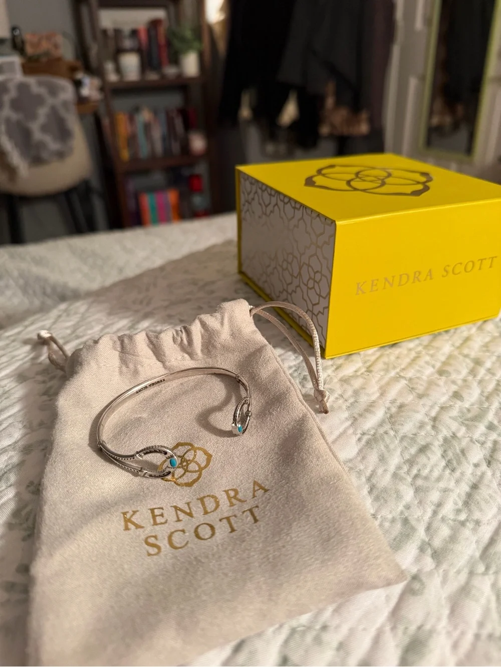 Kendra Scott Silver Cuff Bracelet with Turquoise Stones